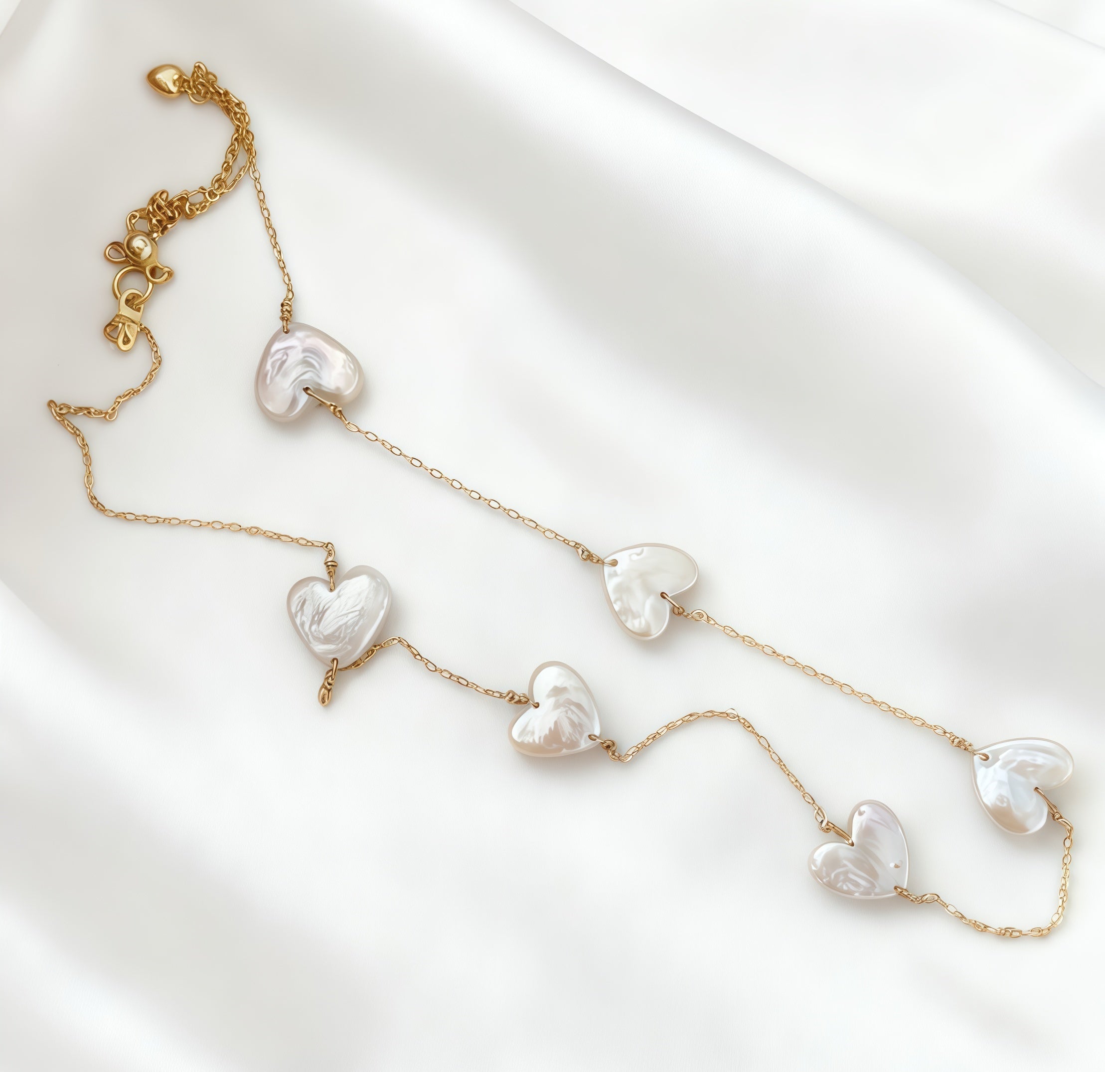 925 Silver With Gold 18K Freshwater Baroque Small Heart-Shaped Pearl Pendant Necklace Chain Length 40 + 5 cm