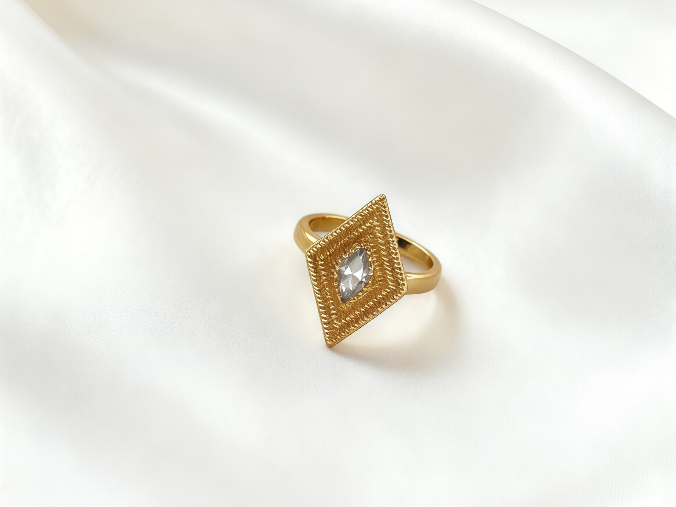 925 Silver With 18K Gold Plating Greek Eye Ring Adjustable